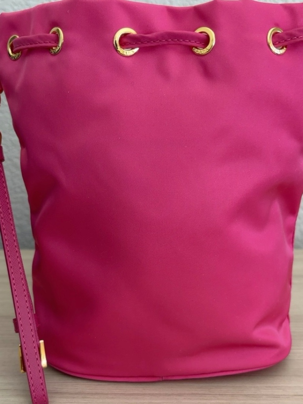 PRADA Fuchsia Tessuto Nylon Drawstring Wristlet Pouch - Picture 3 of 8